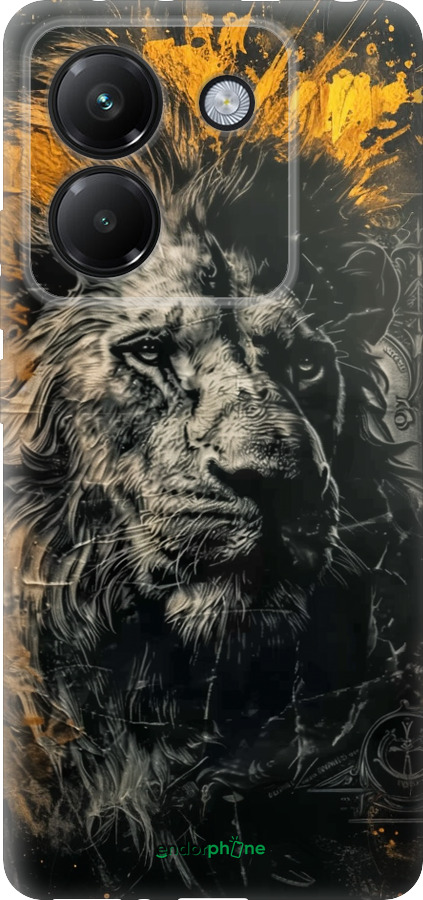 Силиконовый чехол Лев в золотых красках для Xiaomi Poco M7 Pro 5G - 6155u-3942 изображение 