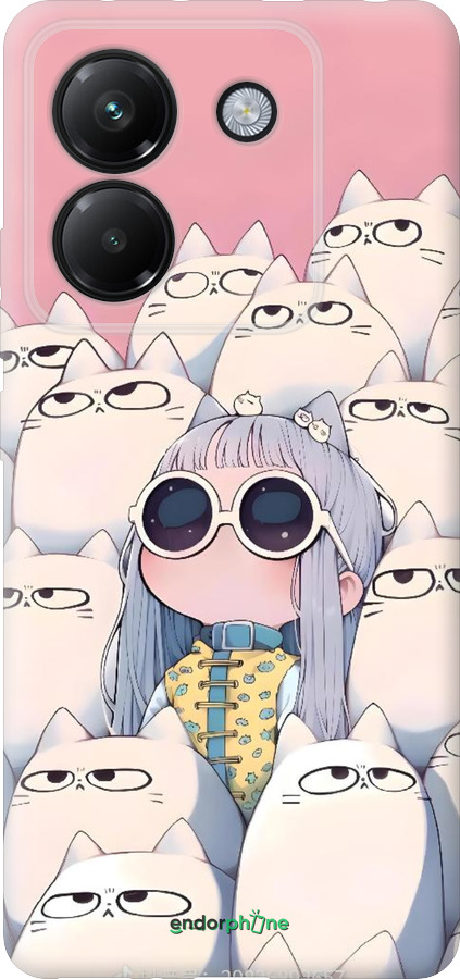 Силиконовый чехол Малышка с котами для Xiaomi Poco M7 Pro 5G - 6295u-3942 изображение 