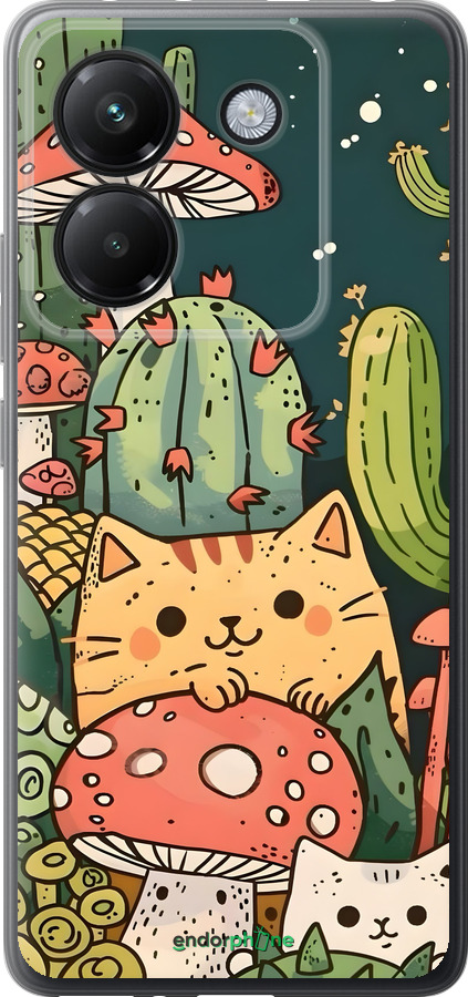 Силиконовый чехол Коты грибы для Xiaomi Poco M7 Pro 5G - 6321u-3942 изображение 