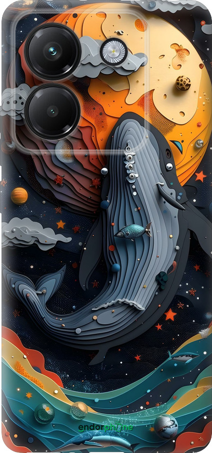 Силиконовый чехол Кит в космосе для Xiaomi Poco M7 Pro 5G - 6328u-3942 изображение 