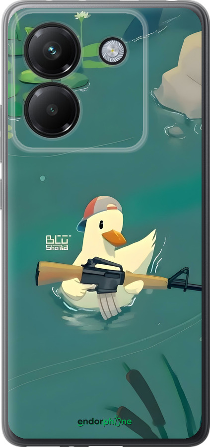 Силиконовый чехол Уточка с автоматом для Xiaomi Poco M7 Pro 5G - 6356u-3942 изображение 