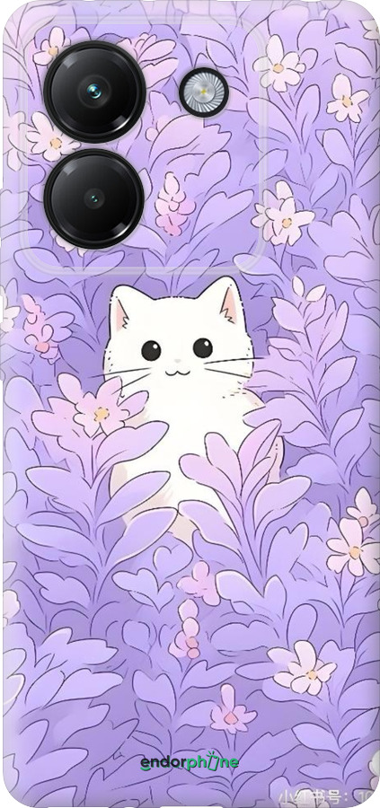 Силіконовий чехол Котик в цветах для Xiaomi Poco M7 Pro 5G - 6390u-3942 изображение 