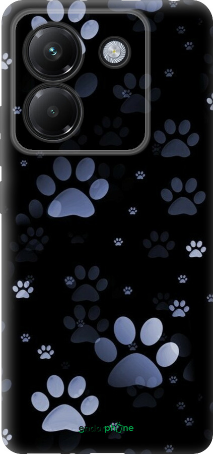 Силиконовый чехол С синими отпечатками лап для Xiaomi Poco M7 Pro 5G - 6441u-3942 изображение 