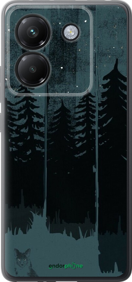 Силиконовый чехол Лиса и ночной лес для Xiaomi Poco M7 Pro 5G - 6481u-3942 изображение 