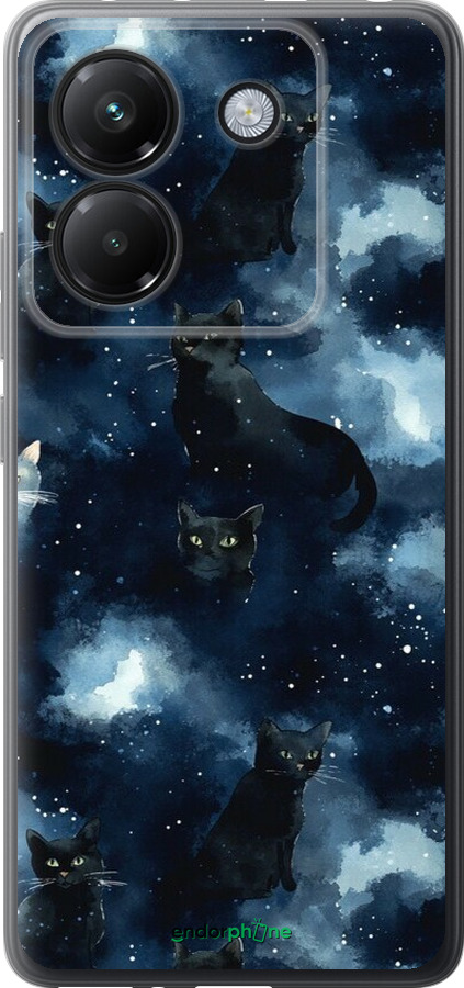 Силиконовый чехол Изображение Кошек с тёмной акварелью для Xiaomi Poco M7 Pro 5G - 6521u-3942 изображение 