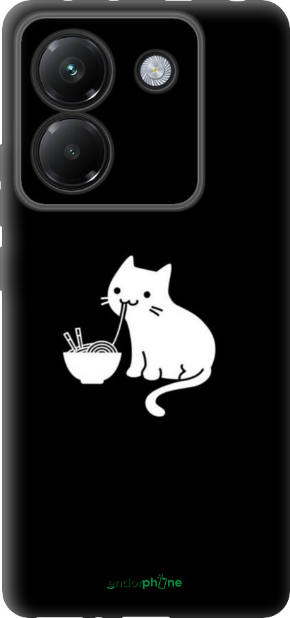 Силиконовый чехол С милым котом на черном фоне для Xiaomi Poco M7 Pro 5G - 6528u-3942 изображение 