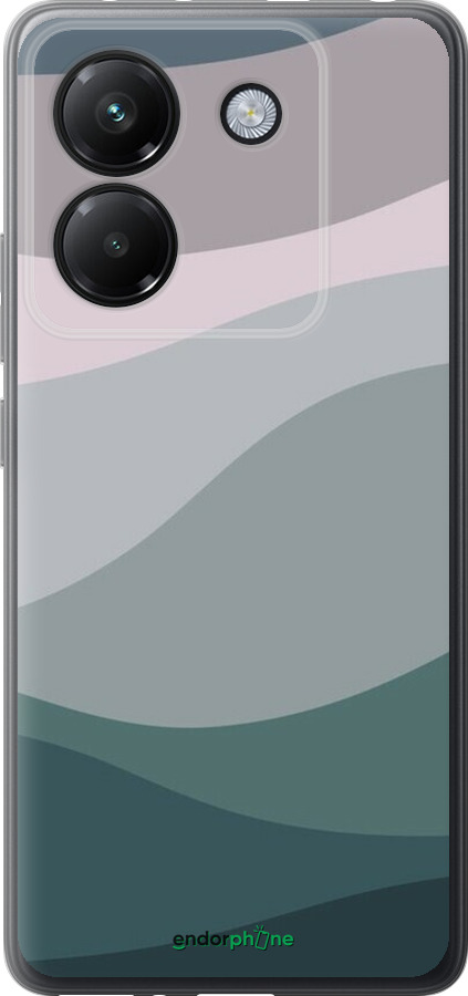 Силиконовый чехол С фиолетовым и бирюзовым ретро-стилем и волнами для Xiaomi Poco M7 Pro 5G - 6533u-3942 изображение 