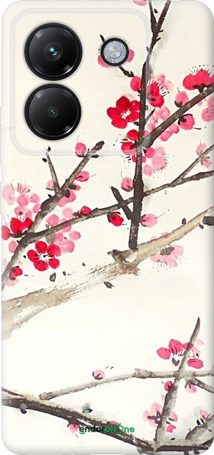 Силиконовый чехол Принт с изображением цветения сакуры для Xiaomi Poco M7 Pro 5G - 6545u-3942 изображение 