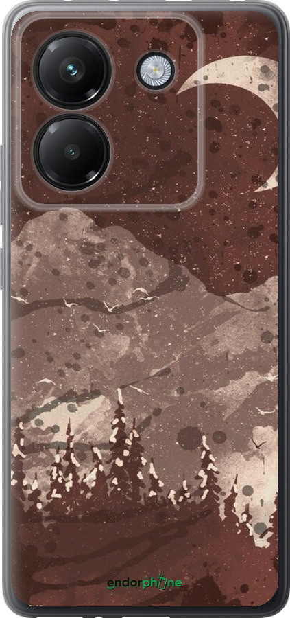 Силіконовий чехол із зображенням місячного пейзажу у нічному лісі для Xiaomi Poco M7 Pro 5G - 6546u-3942 изображение 