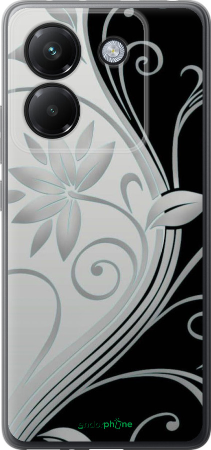 Силиконовый чехол Цветы на чёрно-белом фоне для Xiaomi Poco M7 Pro 5G - 840u-3942 изображение 
