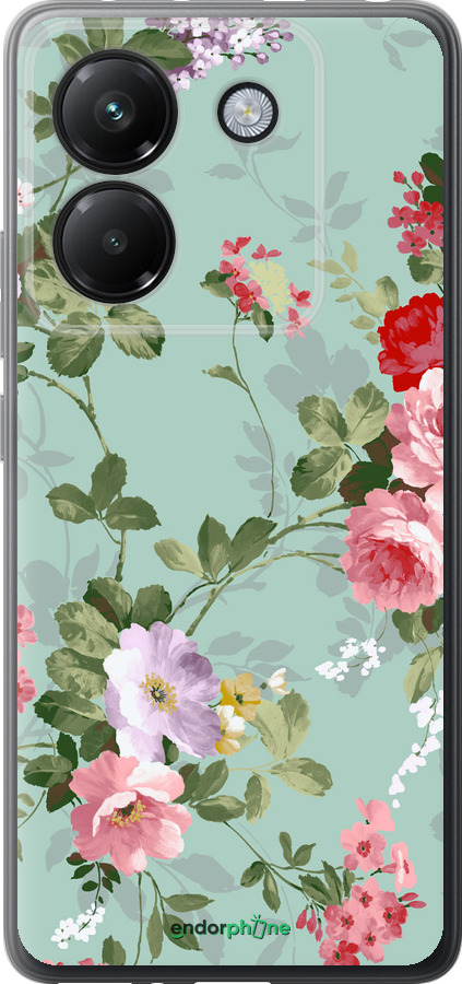 Силиконовый чехол Цветочные обои 2 для Xiaomi Poco M7 Pro 5G - 862u-3942 изображение 