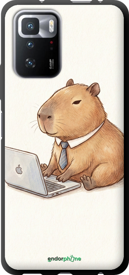 TPU чехол Funny Capybara CEO Working для Xiaomi Redmi Note 10 Pro 5G - 6777b-3333 изображение 