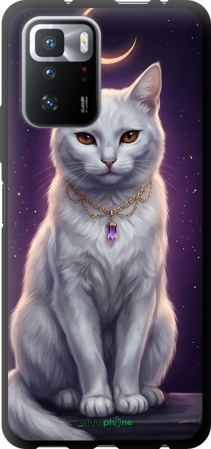 TPU чехол Mystic White Cat Gothic Dark Purple Gold для Xiaomi Redmi Note 10 Pro 5G - 6805b-3333 изображение 