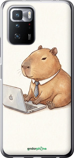 Силиконовый чехол Funny Capybara CEO Working для Xiaomi Redmi Note 10 Pro 5G - 6777u-3333 изображение 