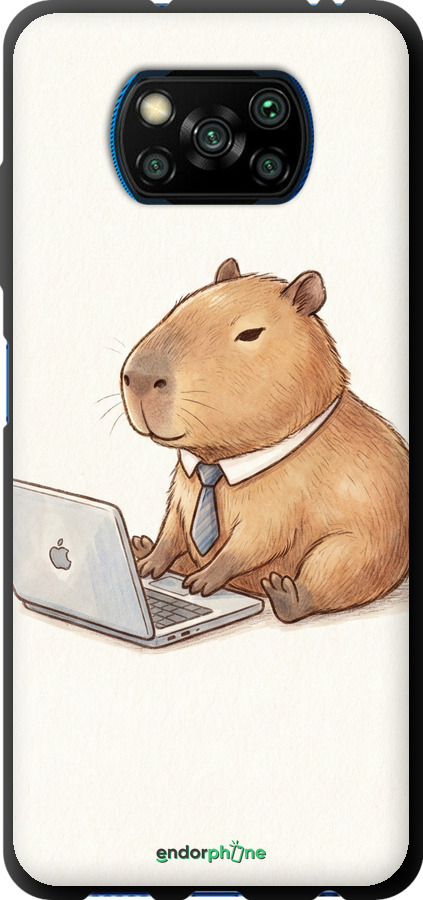 TPU чехол Funny Capybara CEO Working для Xiaomi Poco X3 Pro - 6777b-2938 изображение 