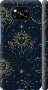 3D пластиковый матовый чехол Celestial Harmony: Sun & Moon Gold Mystic Pattern для Xiaomi Poco X3 - 6778m-2073 изображение 