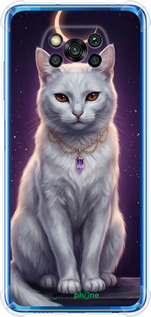Силикон с усиленными углами чехол Mystic White Cat Gothic Dark Purple Gold для Xiaomi Poco X3 - 6805sp-2073 изображение 