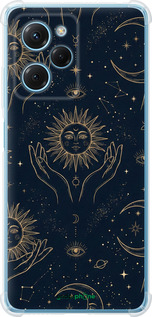 Силикон с усиленными углами чехол Celestial Harmony: Sun & Moon Gold Mystic Pattern для Xiaomi Redmi Note 12 Pro Speed - 6778sp-3334 изображение 