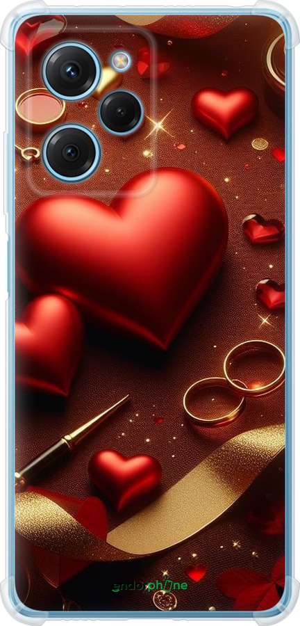 Силикон с усиленными углами чехол Сердечки v3 для Xiaomi Redmi Note 12 Pro Speed - 5833sp-3334 изображение 