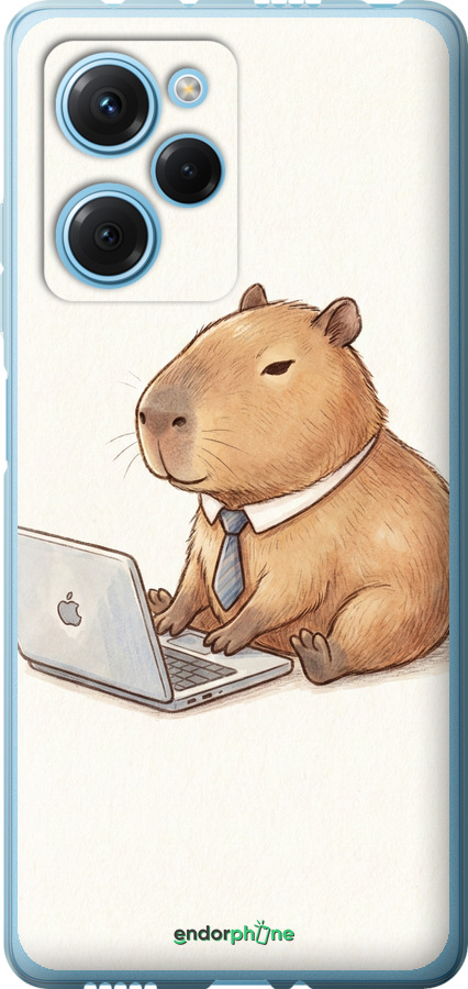 Силиконовый чехол Funny Capybara CEO Working для Xiaomi Redmi Note 12 Pro Speed - 6777u-3334 изображение 