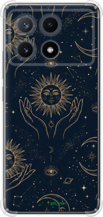 Силіконовий протиударний с посиленими кутами чехол Celestial Harmony: Sun & Moon Gold Mystic Pattern для Xiaomi Poco X6 PRO - 6778sp-3497 изображение 