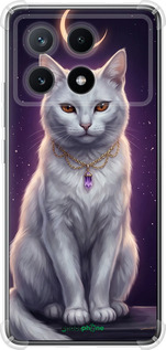 Силикон с усиленными углами чехол Mystic White Cat Gothic Dark Purple Gold для Xiaomi Poco X6 PRO - 6805sp-3497 изображение 