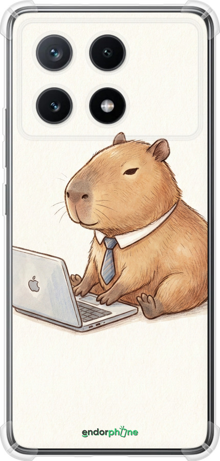 Силикон с усиленными углами чехол Funny Capybara CEO Working для Xiaomi Poco X6 PRO - 6777sp-3497 изображение 