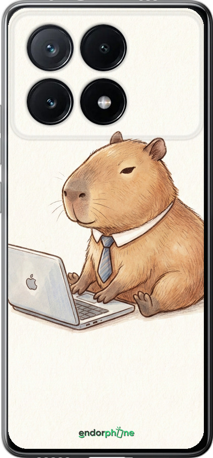 Силиконовый чехол Funny Capybara CEO Working для Xiaomi Poco X6 PRO - 6777u-3497 изображение 