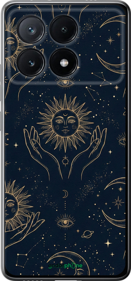 Силиконовый чехол Celestial Harmony: Sun & Moon Gold Mystic Pattern для Xiaomi Poco X6 PRO - 6778u-3497 изображение 