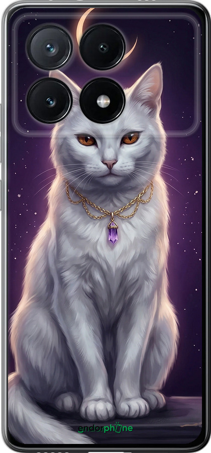 Силиконовый чехол Mystic White Cat Gothic Dark Purple Gold для Xiaomi Poco X6 PRO - 6805u-3497 изображение 