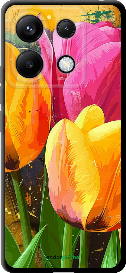 TPU чехол Нарисованные тюльпаны для Xiaomi Redmi Note 13 Pro 5G - 5990b-3392 изображение 