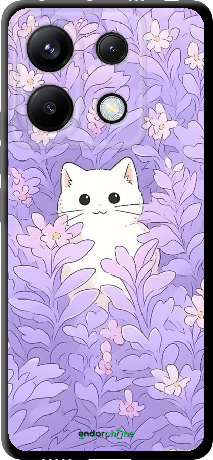 TPU чехол Котик в цветах для Xiaomi Poco X6 - 6390b-3678 изображение 