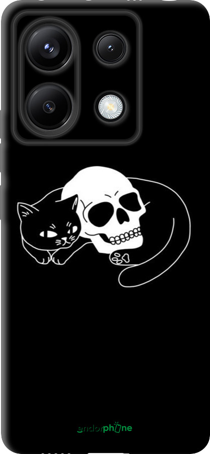 TPU чехол С изображением кота и черепа для Xiaomi Redmi Note 13 Pro 5G - 6491b-3392 изображение 