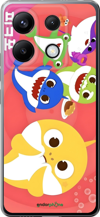 Силиконовый чехол Бейби Шаркс для Xiaomi Redmi Note 13 Pro 5G - 6305u-3392 изображение 