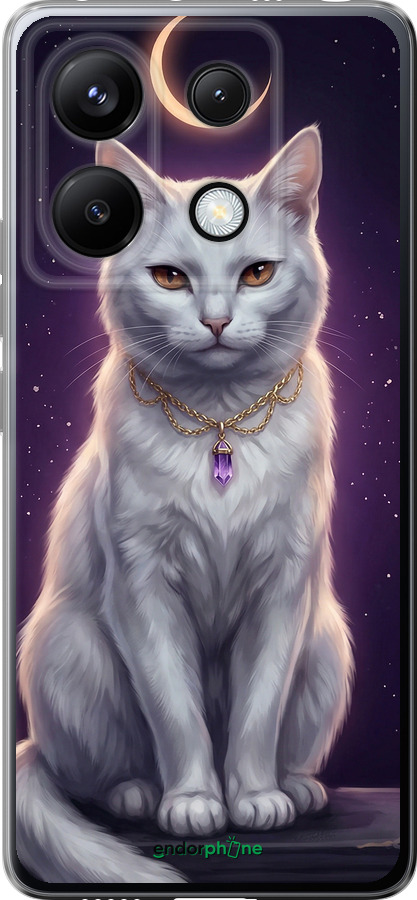 Силиконовый чехол Mystic White Cat Gothic Dark Purple Gold для Xiaomi Poco X6 - 6805u-3678 изображение 