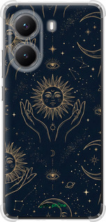 Силикон с усиленными углами чехол Celestial Harmony: Sun & Moon Gold Mystic Pattern для Xiaomi Turbo 4 - 6778sp-4013 изображение 