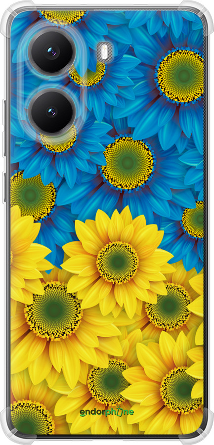 Силикон с усиленными углами чехол Жёлто-голубые цветы для Xiaomi POCO X7 PRO - 1048sp-3907 изображение 