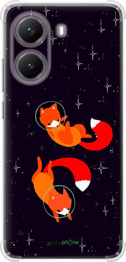 Силикон с усиленными углами чехол Лисички в космосе для Xiaomi Turbo 4 - 4519sp-4013 изображение 