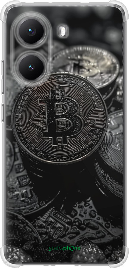Силикон с усиленными углами чехол Black Bitcoin для Xiaomi Turbo 4 - 6090sp-4013 изображение 