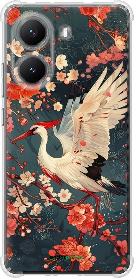 Силіконовий протиударний с посиленими кутами чехол Сакура та лелека для Xiaomi Turbo 4 - 6108sp-4013 изображение 