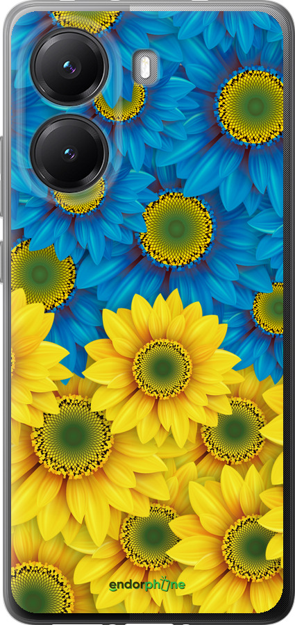 Силиконовый чехол Жёлто-голубые цветы для Xiaomi Turbo 4 - 1048u-4013 изображение 