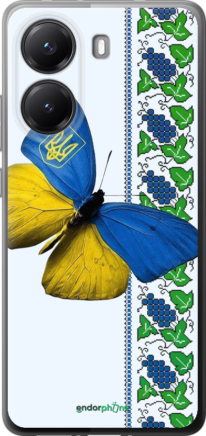 Силиконовый чехол Желто-голубая бабочка для Xiaomi POCO X7 PRO - 1054u-3907 изображение 