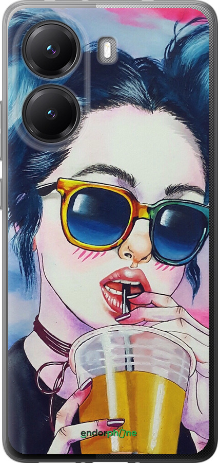 Силиконовый чехол Арт-девушка в очках для Xiaomi POCO X7 PRO - 3994u-3907 изображение 