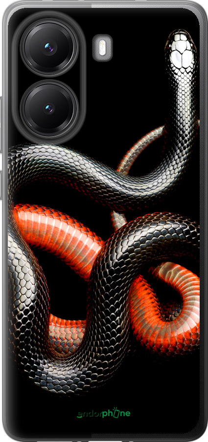 Силіконовий чехол Червоно-чорна змія на чорному фоні для Xiaomi POCO X7 PRO - 4063u-3907 изображение 