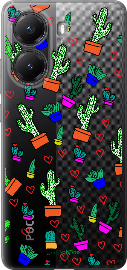 Силиконовый чехол Кактусы 4 для Xiaomi POCO X7 PRO - 4856u-3907 изображение 