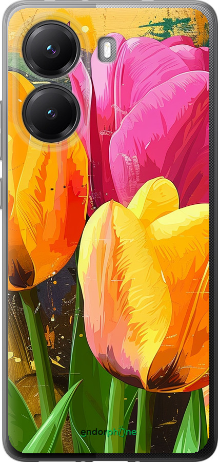 Силиконовый чехол Нарисованные тюльпаны для Xiaomi POCO X7 PRO - 5990u-3907 изображение 