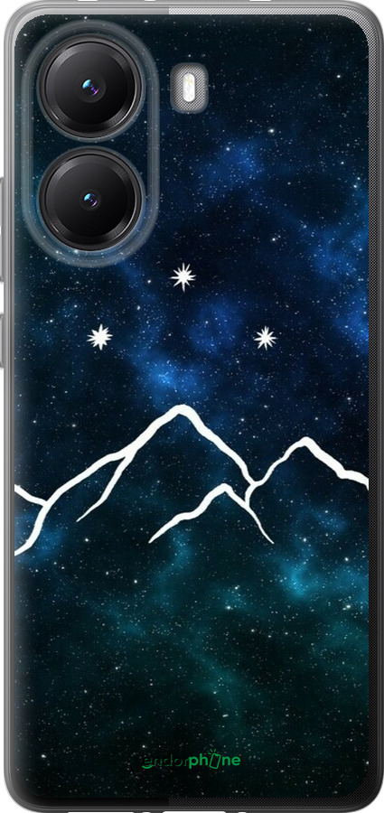 Силиконовый чехол Горы и звезды нарисованы на фоне галактики для Xiaomi POCO X7 PRO - 6490u-3907 изображение 