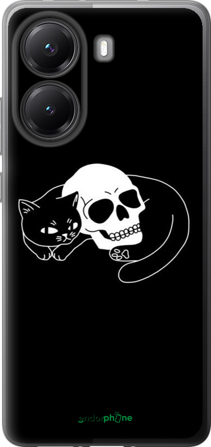 Силиконовый чехол С изображением кота и черепа для Xiaomi Turbo 4 - 6491u-4013 изображение 