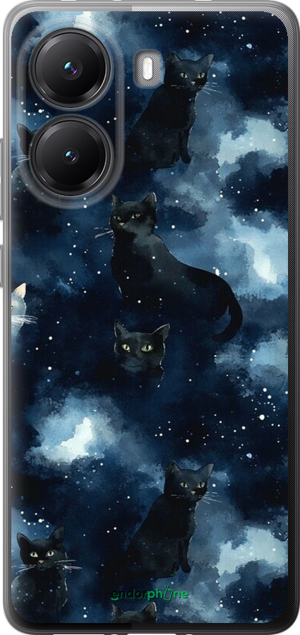 Силиконовый чехол Изображение Кошек с тёмной акварелью для Xiaomi POCO X7 PRO - 6521u-3907 изображение 