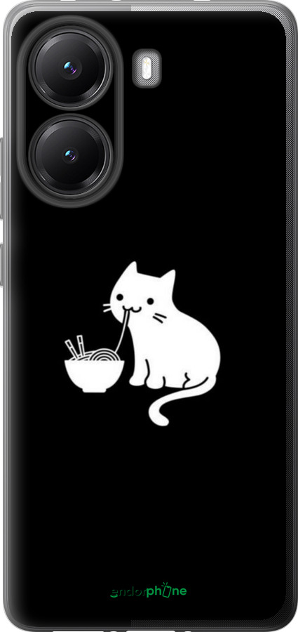 Силиконовый чехол С милым котом на черном фоне для Xiaomi Turbo 4 - 6528u-4013 изображение 